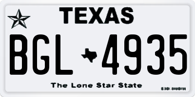 TX license plate BGL4935