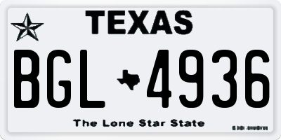 TX license plate BGL4936