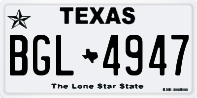 TX license plate BGL4947
