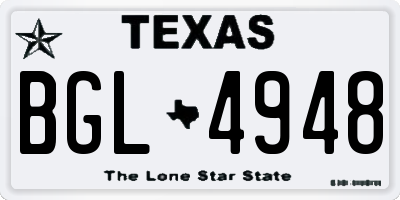 TX license plate BGL4948