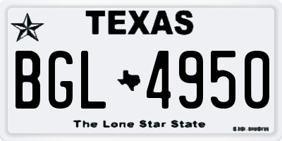 TX license plate BGL4950