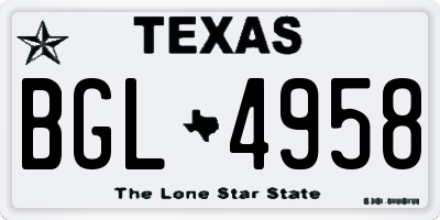 TX license plate BGL4958