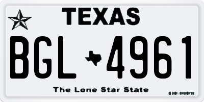 TX license plate BGL4961