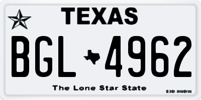 TX license plate BGL4962