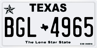 TX license plate BGL4965