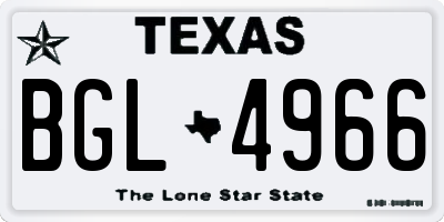 TX license plate BGL4966
