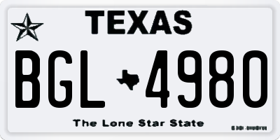TX license plate BGL4980