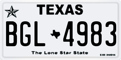 TX license plate BGL4983