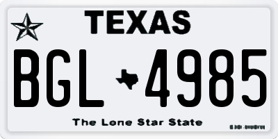 TX license plate BGL4985