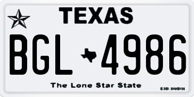 TX license plate BGL4986