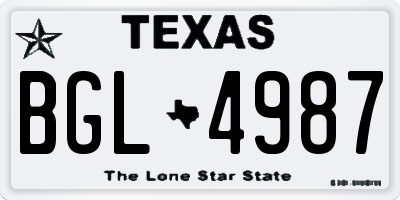 TX license plate BGL4987