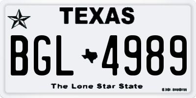 TX license plate BGL4989