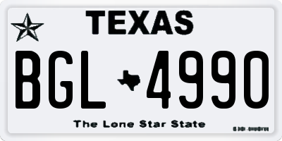 TX license plate BGL4990