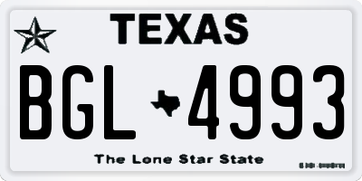 TX license plate BGL4993