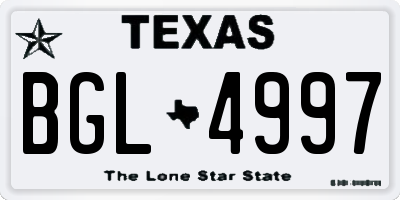 TX license plate BGL4997