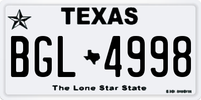 TX license plate BGL4998