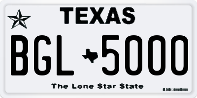 TX license plate BGL5000