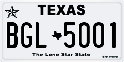 TX license plate BGL5001