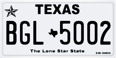 TX license plate BGL5002