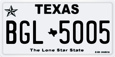TX license plate BGL5005