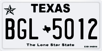 TX license plate BGL5012