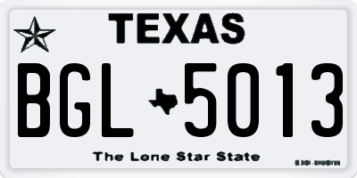 TX license plate BGL5013