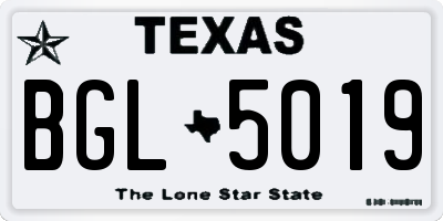 TX license plate BGL5019
