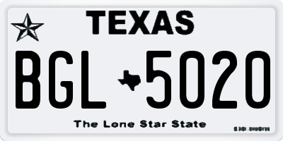 TX license plate BGL5020