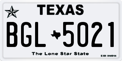 TX license plate BGL5021