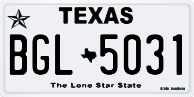 TX license plate BGL5031