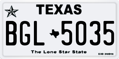 TX license plate BGL5035
