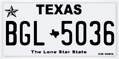 TX license plate BGL5036
