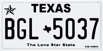 TX license plate BGL5037