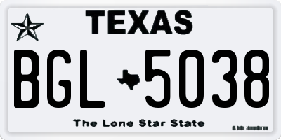 TX license plate BGL5038