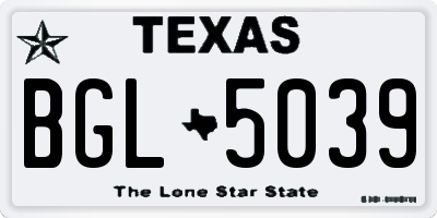 TX license plate BGL5039