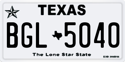 TX license plate BGL5040