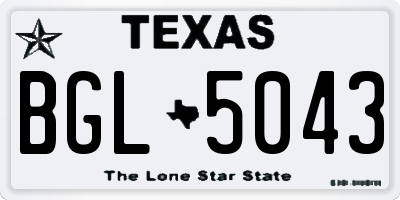 TX license plate BGL5043