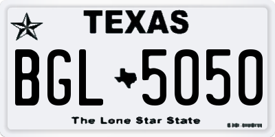 TX license plate BGL5050