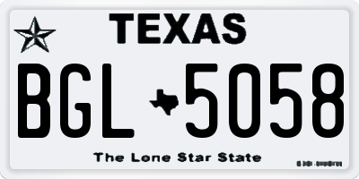 TX license plate BGL5058