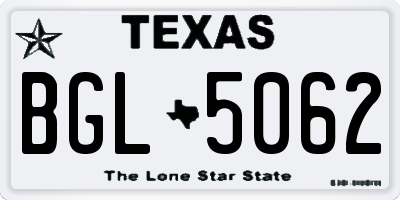 TX license plate BGL5062