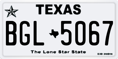 TX license plate BGL5067
