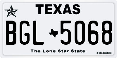 TX license plate BGL5068