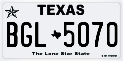 TX license plate BGL5070