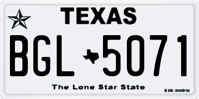 TX license plate BGL5071