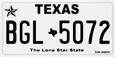 TX license plate BGL5072