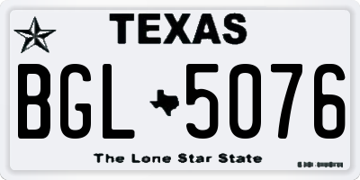 TX license plate BGL5076