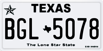 TX license plate BGL5078