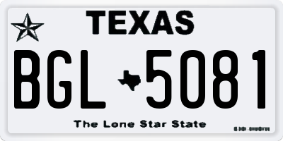 TX license plate BGL5081