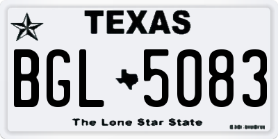 TX license plate BGL5083