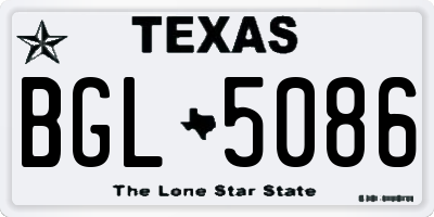 TX license plate BGL5086